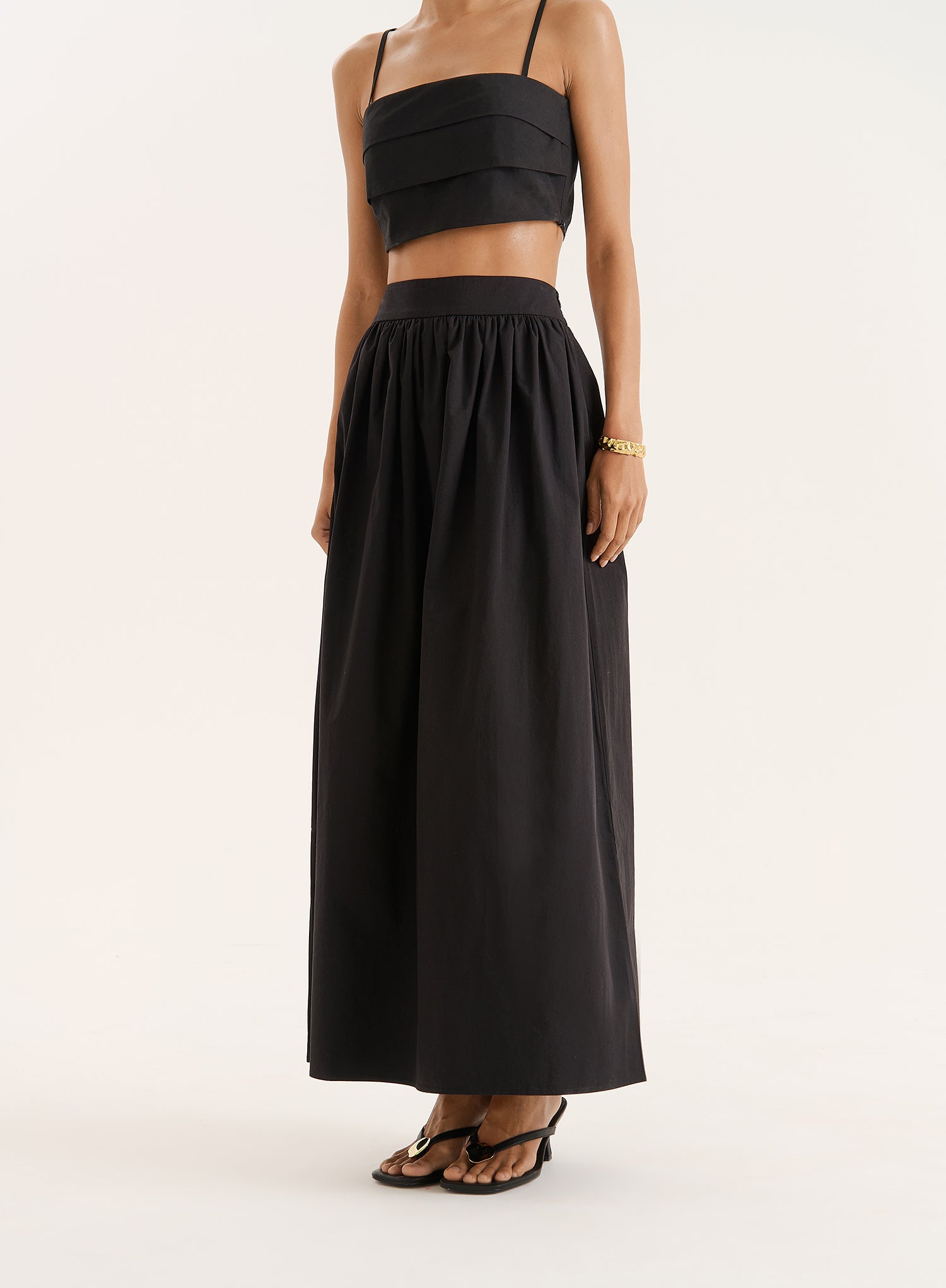 Black Cotton Maxi Skirt
